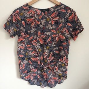 Aakaa Printed Tie-front Top